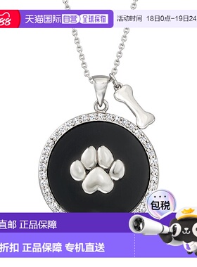 自营Ross-Simons 925 纯银黑色缟玛瑙和白色托帕石狗爪吊坠项链 -