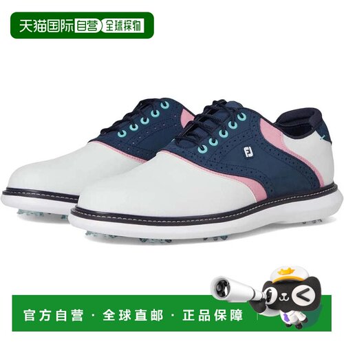 自营FootJoy New Wave传统57959男士白色蓝色尖刺高尔夫球鞋HAM73