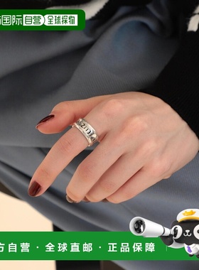 自营 Otro Accesorio 女士手工制作信息戒指 银色合金镀层 独特复