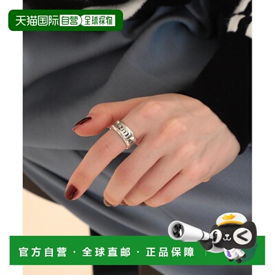 自营 Otro Accesorio 女士手工制作信息戒指 银色合金镀层 独特复
