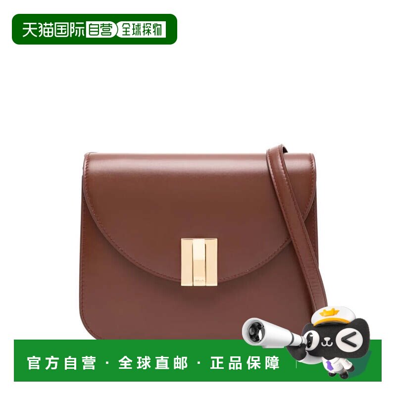 自营bally结构化斜挎包，搭配抛光金色五金配件-酒红色 美国奥莱