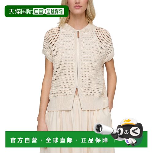 自营Lafayette 148 New York Open Stitch Zip Front Sweater - p