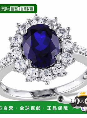 自营 mimi & max925 纯银 4 CT TGW 创造蓝色和白色蓝宝石和 0.05