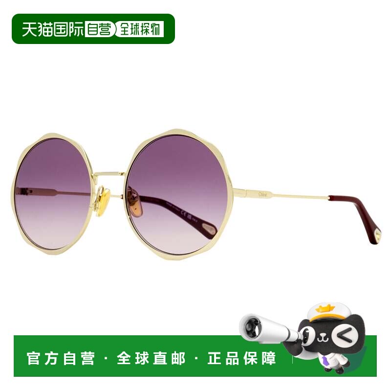 自营Chloe女士扇贝边太阳镜CH0184S 006金色/栗色59mm-006 美国奥