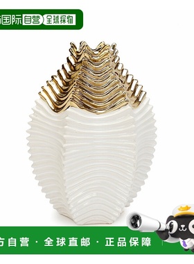 自营 vivience白色和金色椭圆形瓷花瓶 - 多色 美国奥莱直发