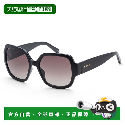 自营Fossil Women's 58 mm Black Sunglasses - black 美国奥莱直