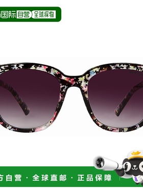 自营 Suzy Levian 女士黑色花卉方形镜片银色口音太阳镜 - 多色