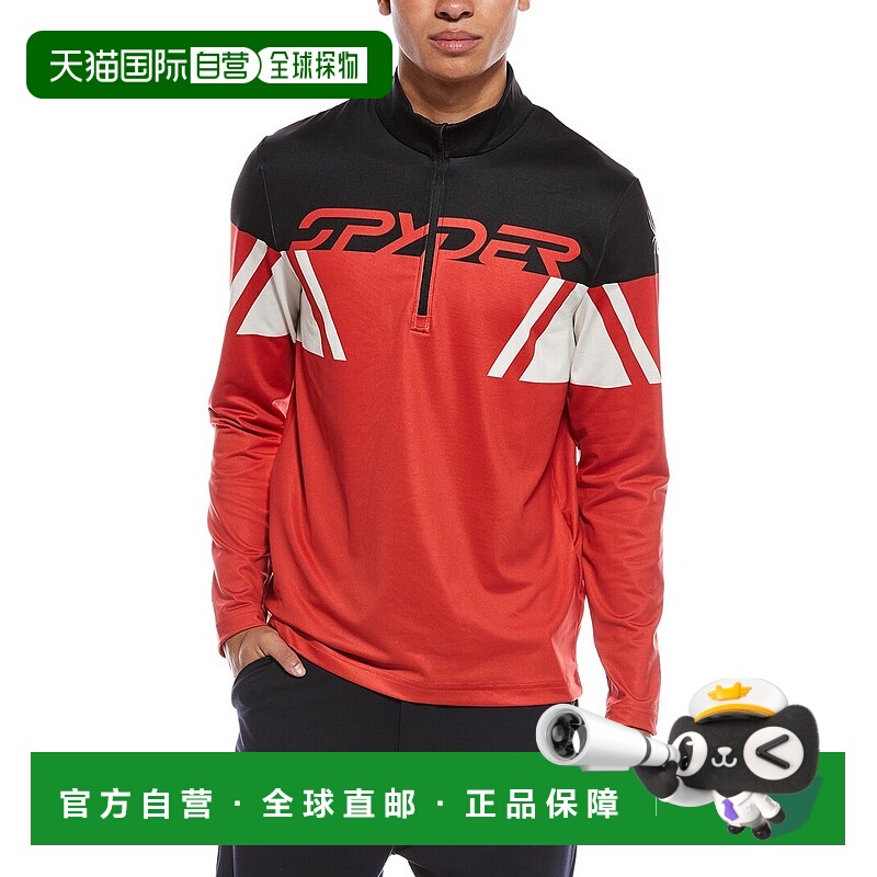 自营Spyder Podium 1/2-Zip Mock Neck Baselayer Pullover - red