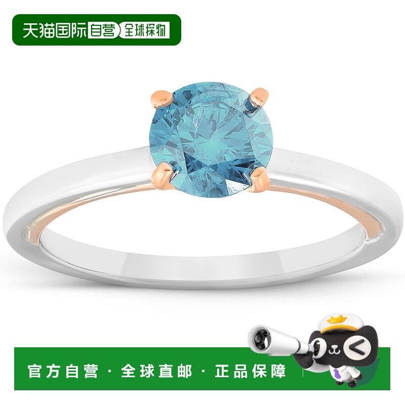 自营 pompeii3pompeii 31 克拉蓝色单石单石双色订婚戒指 14k 白