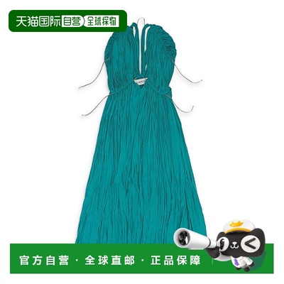 自营lanvinAQUAMARINE LONG PLEATED DRESS - blue 美国奥莱直发