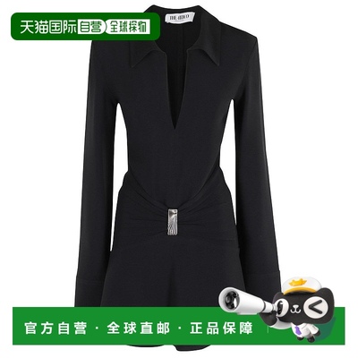 自营 the atticoDeep V-Neck Mini Dress - black 美国奥莱直发