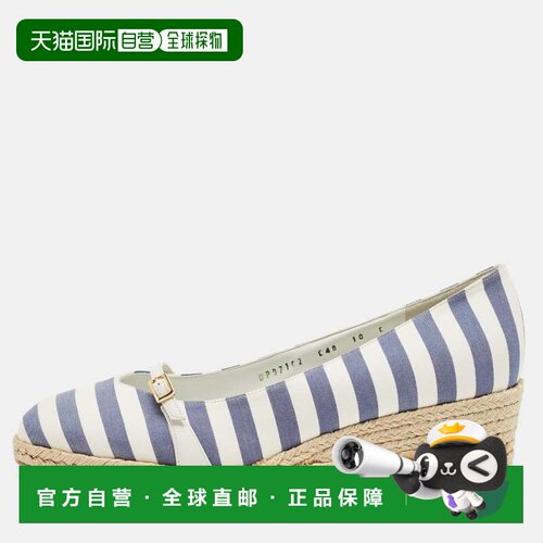 自营Salvatore Ferragamo Blue/white Striped Fabric Audrey Wed