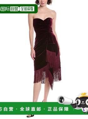 自营 Theia Rosalie天鹅绒鸡尾酒会连衣裙-红色 美国奥莱直发服饰