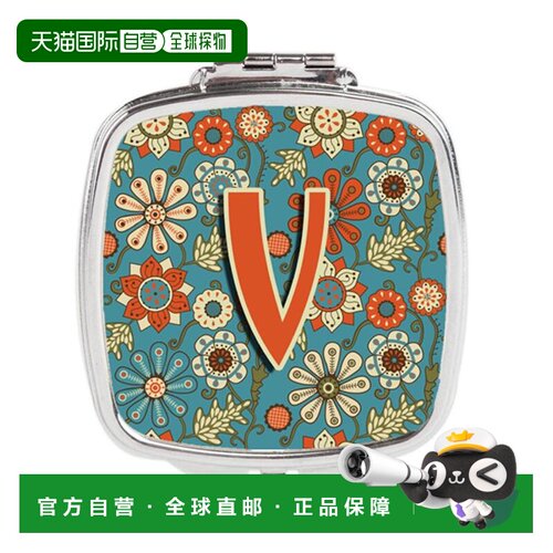自营 Carolines Treasures CJ2012-VSCM 字母 V 花复古蓝色正品