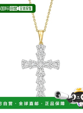 自营Ross-Simons 钻石喇叭形十字架吊坠项链（14kt 黄金）- 16 英