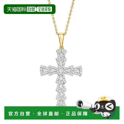 自营Ross-Simons 钻石喇叭形十字架吊坠项链（14kt 黄金）- 16 英