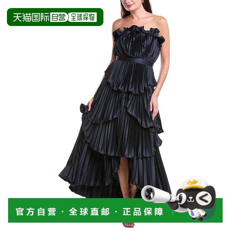 自营AMUR Janey Tiered Midi Dress - blue 美国奥莱直发
