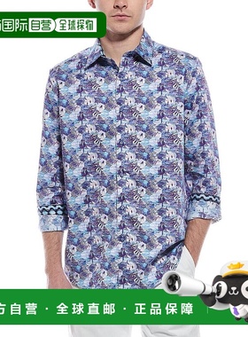 自营 Robert Graham Marius经典修身衬衫-蓝色 美国奥莱直发