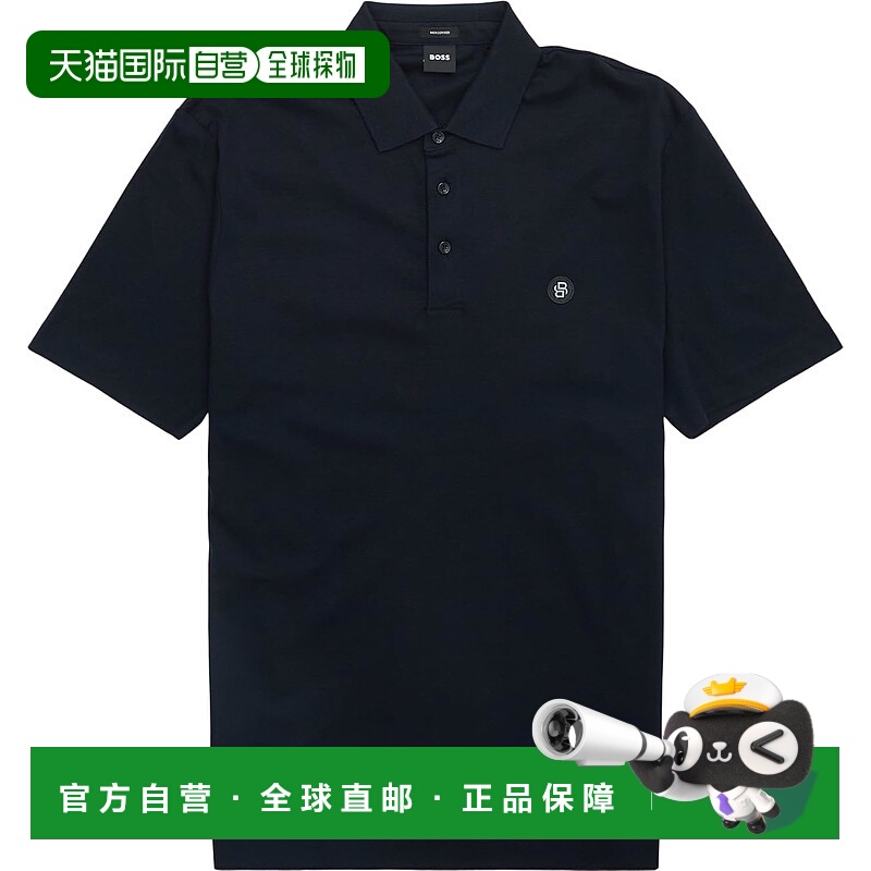 自营 Hugo Boss 男式 Parris 01 金属徽标 Polo 衫，海军蓝 - 海