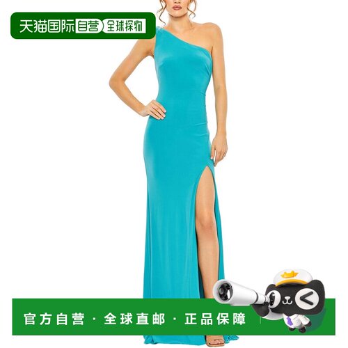 自营Mac Duggal Draped Long Gown - blue 美国奥莱直发连衣裙