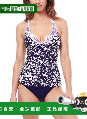 自营 Profile by Gottex 流行花朵吊带比基尼上衣 - 蓝色 美国奥