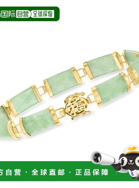 自营Ross-Simons 14 克拉黄金绿色翡翠手链 - 7.25 英寸 【美国奥