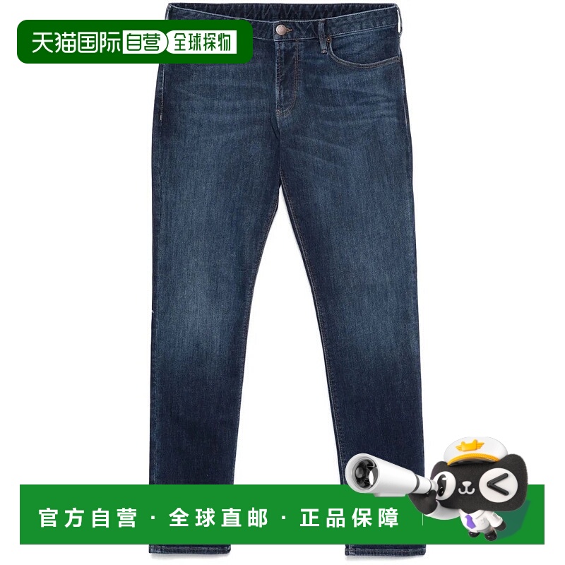 自营emporio armani直筒牛仔裤-黑色 美国奥莱直发阿玛尼