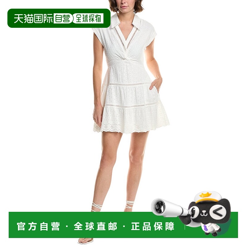 自营alice + olivia Mila Linen-Blend Mini Dress - white 美国