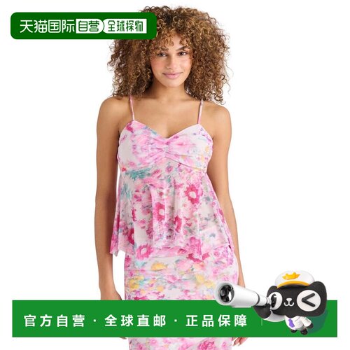 自营Steve Madden上衣女式粉红色绣球花碎花手帕下摆衬衫PALL359-