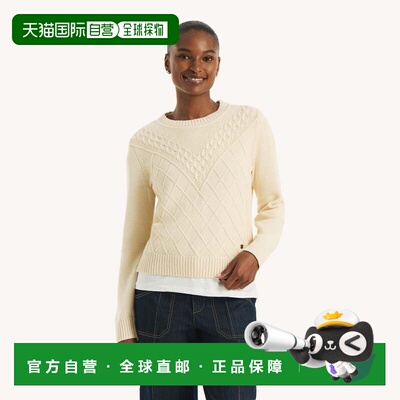自营Nautica Cable圆领毛衣-sandy harbor heather 美国奥莱直发