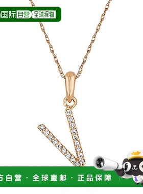 自营 sabrina14k 玫瑰金和钻石初始项链 - 玫瑰 v 美国奥莱直发