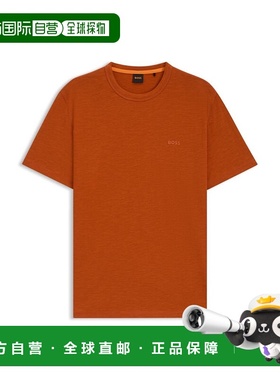自营 boss棉质常规合身T恤，带有浅橙色饰纹标志 美国奥莱直发