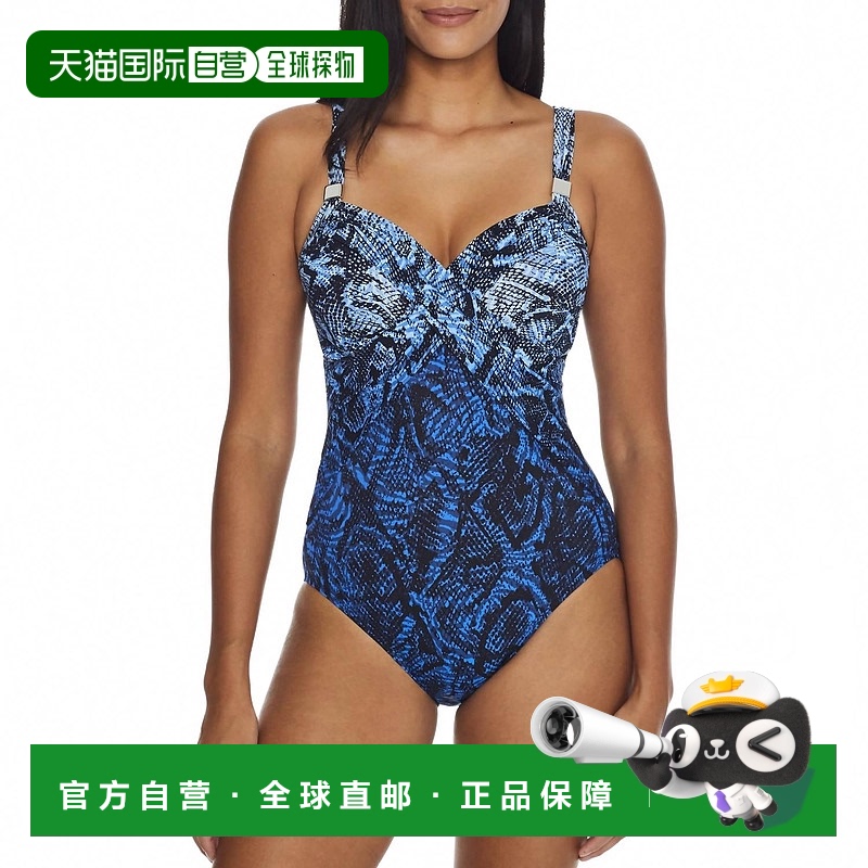 自营 miraclesuit这是一件用蟒蛇蓝包裹的连体泳衣 美国奥莱直发