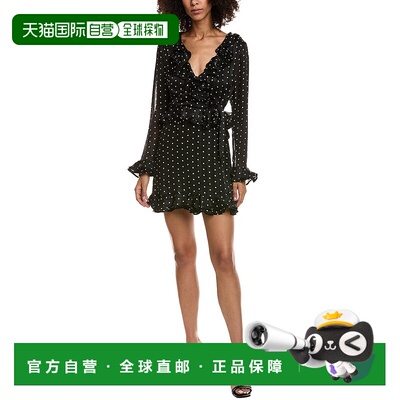 自营Bardot Frill Spot Mini Dress - black 美国奥莱直发连衣裙