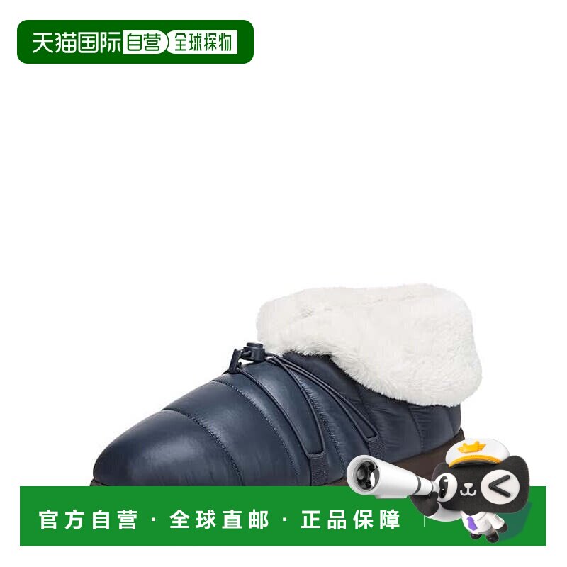 自营Vionic Gabrie Puffy拱形支撑拖鞋女式蓝色人造毛皮袖口JOBB1