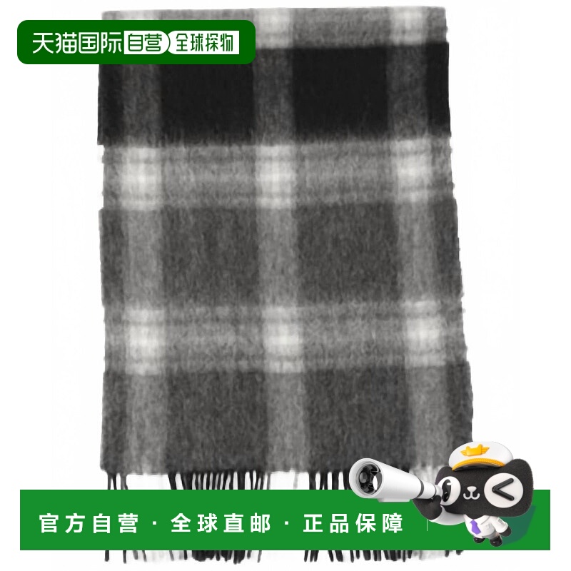 自营club roomMen's Scarf Plaid Cashmere In Grey Black - grey