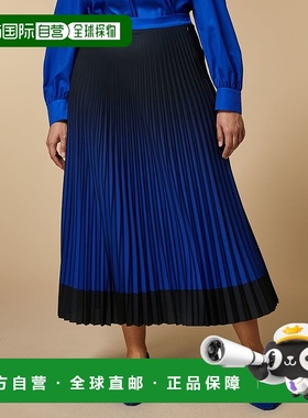 自营marina rinaldi马蹄莲 - 中国蓝 美国奥莱直发半身裙百褶裙