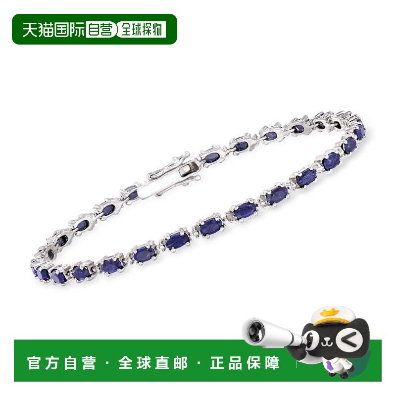 自营Ross-Simons 925 纯银镶钻蓝宝石手链 - 7.25 英寸 美国奥莱