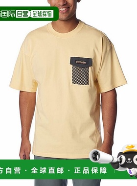 自营 Columbia Painted Peak T恤男式黄色针织短袖套头衫FTS884-