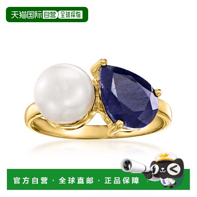 自营Ross-Simons 7.5-8mm Cultured Pearl and Sapphire Toi Et M