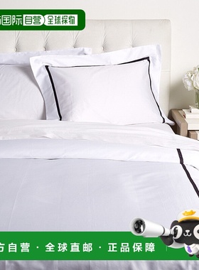 自营Dea意大利亚麻诺拉羽绒被套装，特大号床-白色/黑色 美国奥莱
