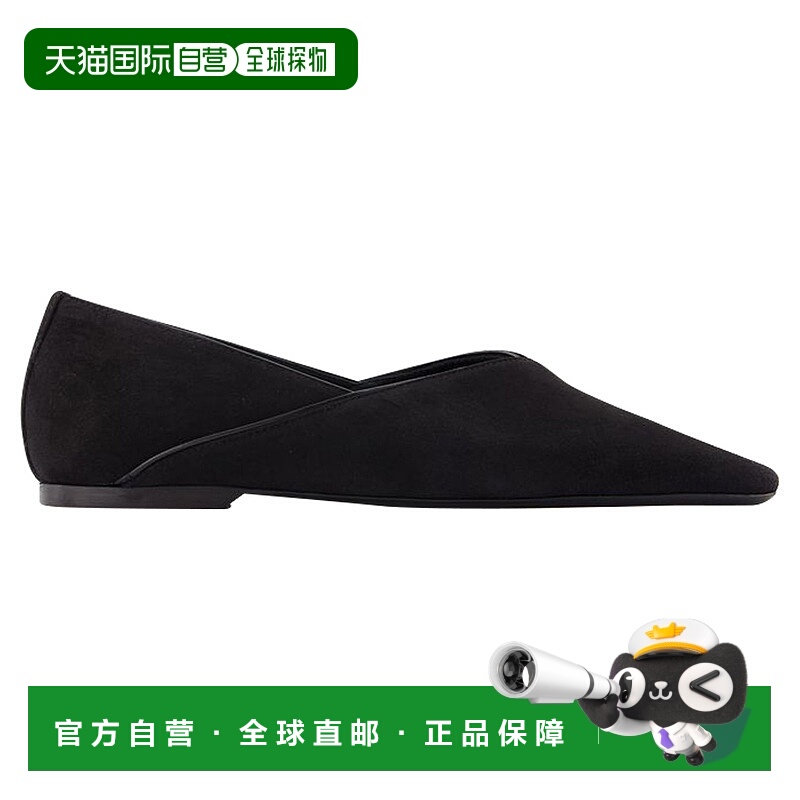 自营The Everyday Flat Ballerinas-TOTEME-绒面革-黑色-黑色 美