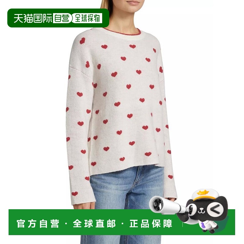 1h可退 【美国直邮】SPLENDID女士毛衣长袖短款圆领羊毛针织套头