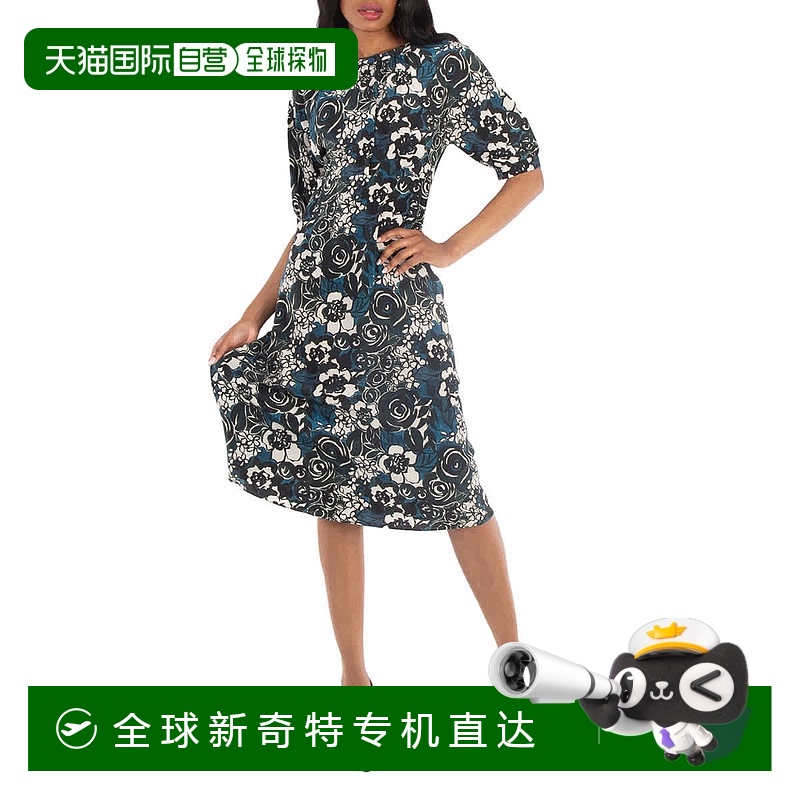 自营 Max Mara Bronzo印花丝绸迷笛连衣裙-绿色 【美国奥莱】直发