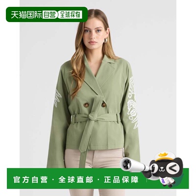 自营NVLT Women’s Cropped Trench Coat with Embroideries - kh