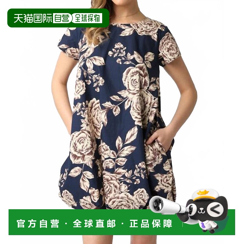 自营olivaceousDrea Floral Bubble Dress In Midnight Blue Crea