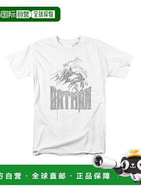 自营 gildan蝙蝠侠骑士素描短袖成人 T 恤/T 恤 - 白色 美国奥莱