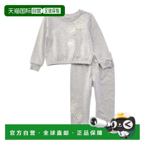 自营Splendid 2pc Rose Embroidery Toss Sweatshirt Set - gray