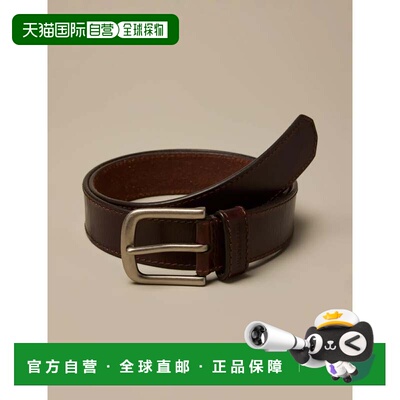 自营Lucky Brand Distressed Leather Logo Belt - dark brown 美