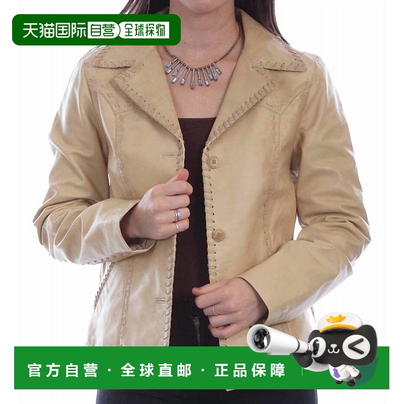自营 scully棕褐色镶边和背部皮夹克 美国奥莱直发